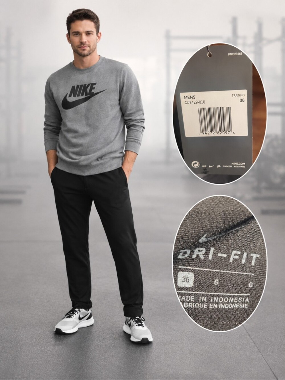 New Nike Black Pants Dri Fit Smooth Finish  Straight Leg Training NWT W36